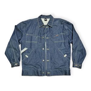 VTG Braxton Urban Collection Mens LRG Denim Jean Trucker Ranch Biker Jacket Y2K